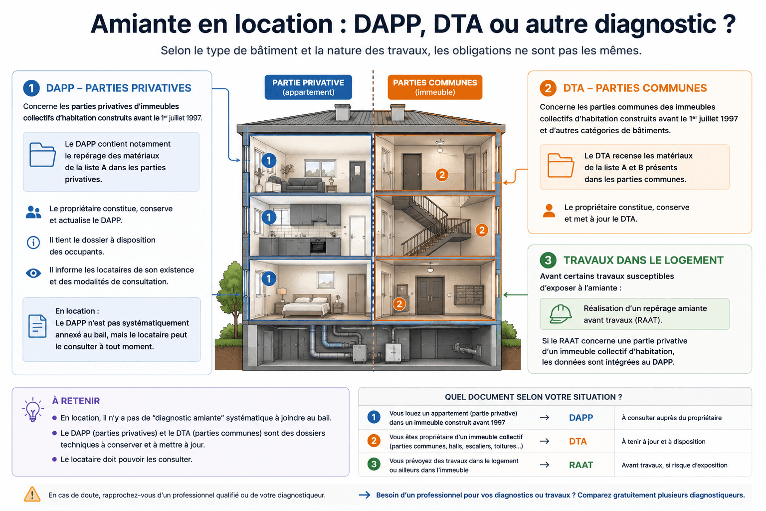 Différence entre DAPP, DTA et repérage amiante avant travaux en location
