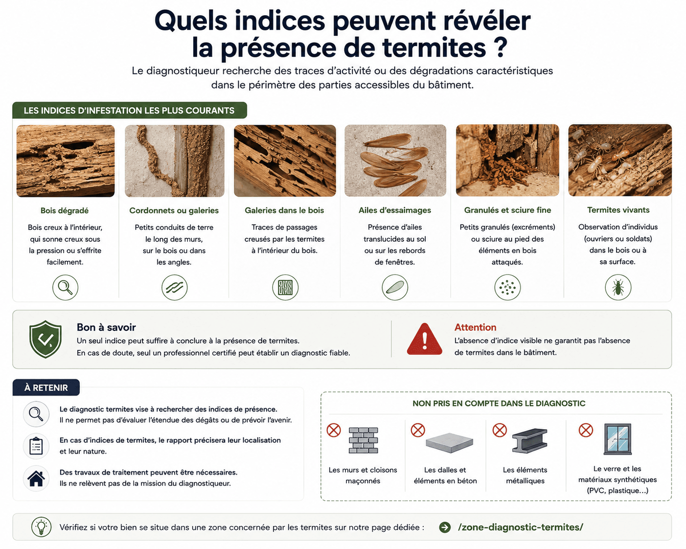 Exemples d'indices pouvant révéler la présence de termites