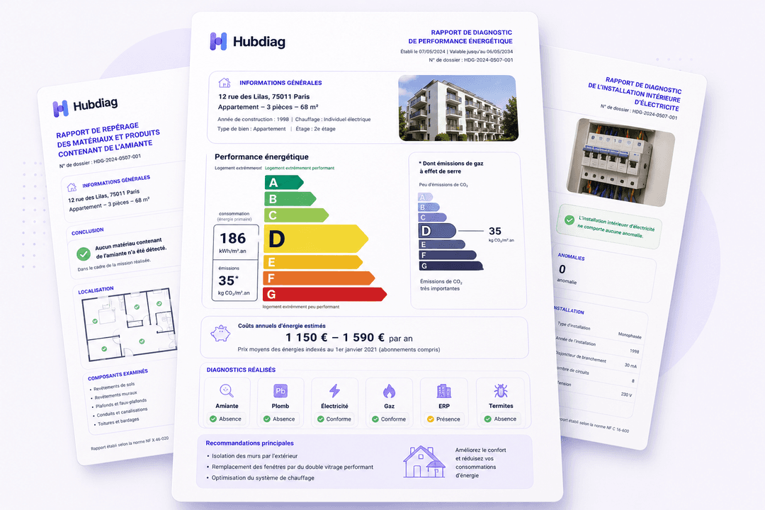 Exemples de rapports de diagnostics immobiliers Hubdiag