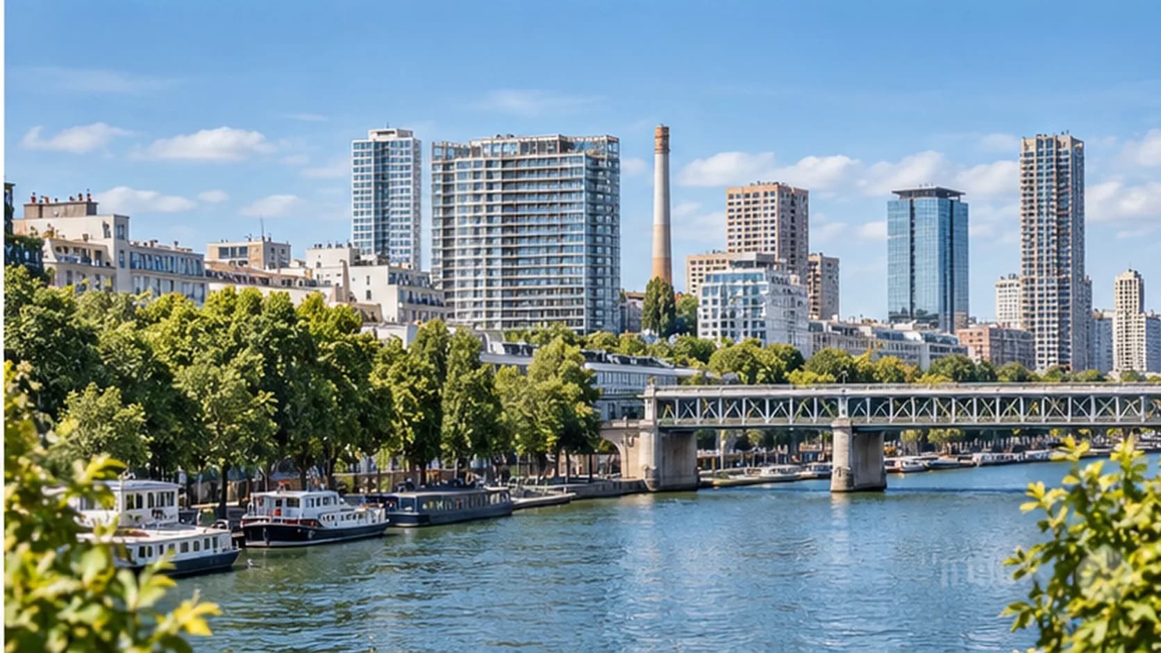 Vue urbaine résidentielle du secteur de Javel, 15e arrondissement de Paris, proche de la Seine